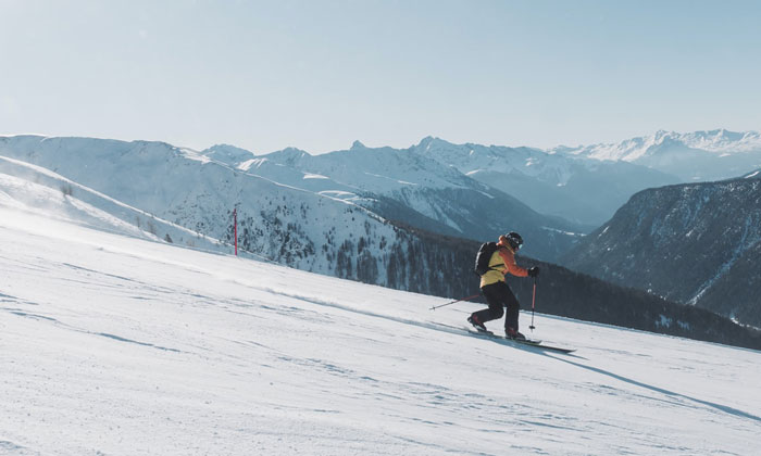 Man skiing down hill